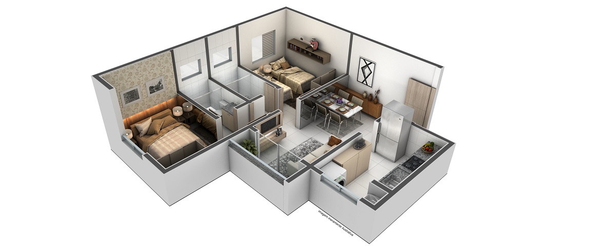 Planta - 54,2m² 3D
